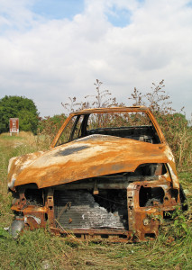 old burnt car